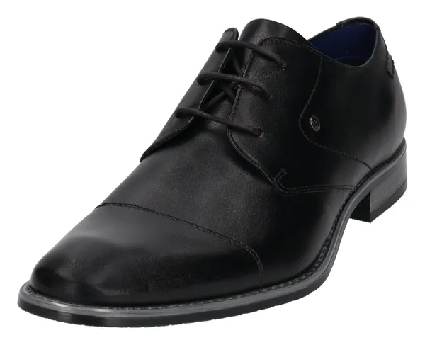 Schnürschuh BUGATTI Gr. 45, schwarz Herren Schuhe Business mit Ziernähten, schmale Form, Freizeitschuh, Halbschuh, Schnürschuh