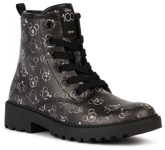 Schnürstiefel GEOX "J CASEY GIRL" Gr. 32, schwarz Kinder Schuhe Stiefel Boots mit trendigem Muster