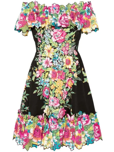 Schulterfreies Kleid mit Blumen-Print