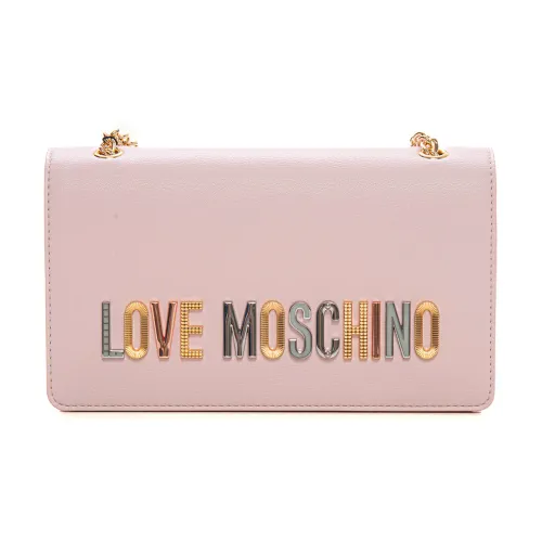 Schultertasche mit Goldener Kette und Logo Love Moschino