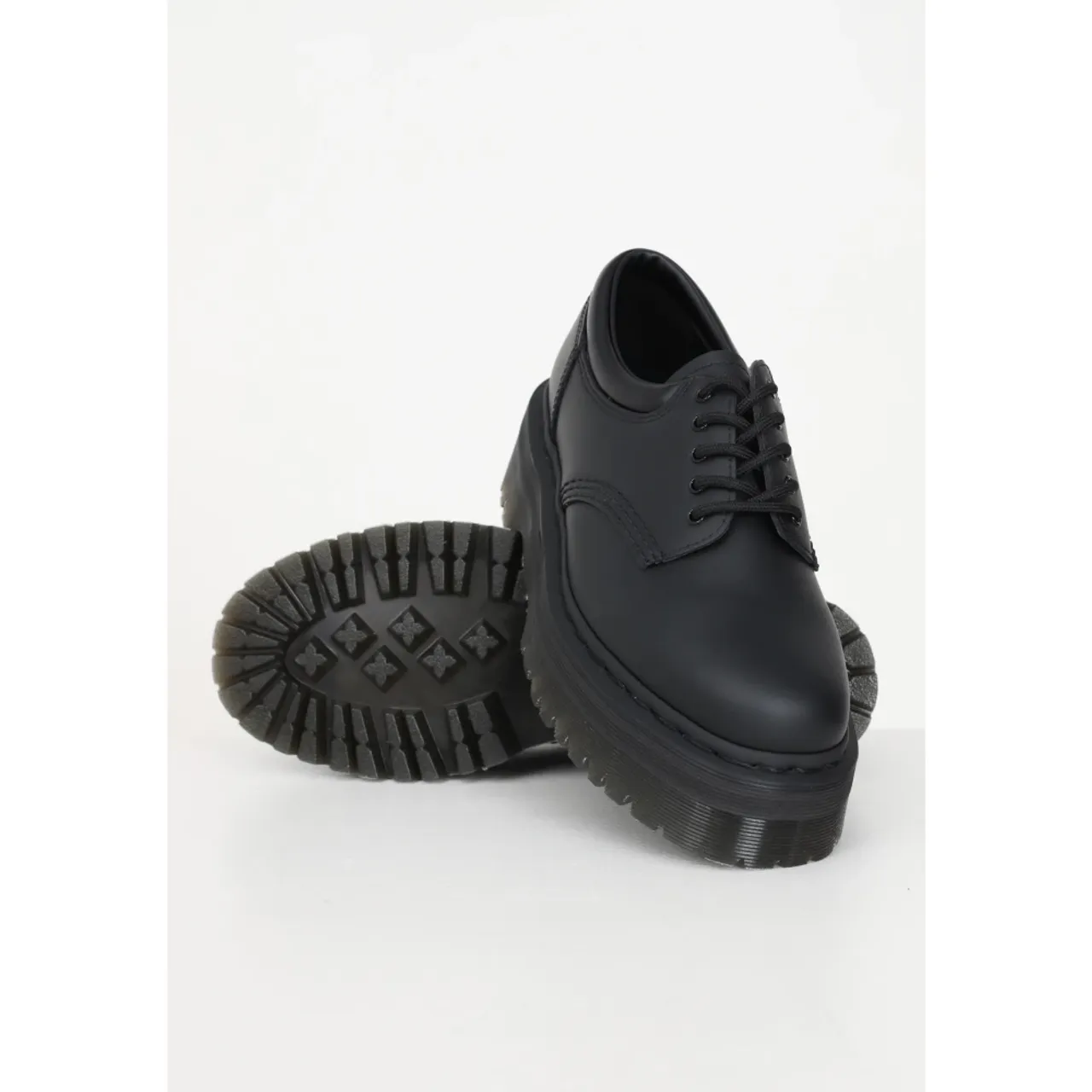 Schwarze 5-Loch-Schuhe mit Quad-Sohle Dr. Martens