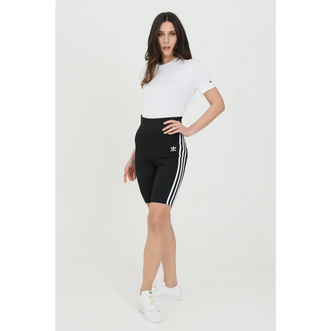 Schwarze adicolor Damen Shorts mit Kontrastierenden Bändern Adidas Originals