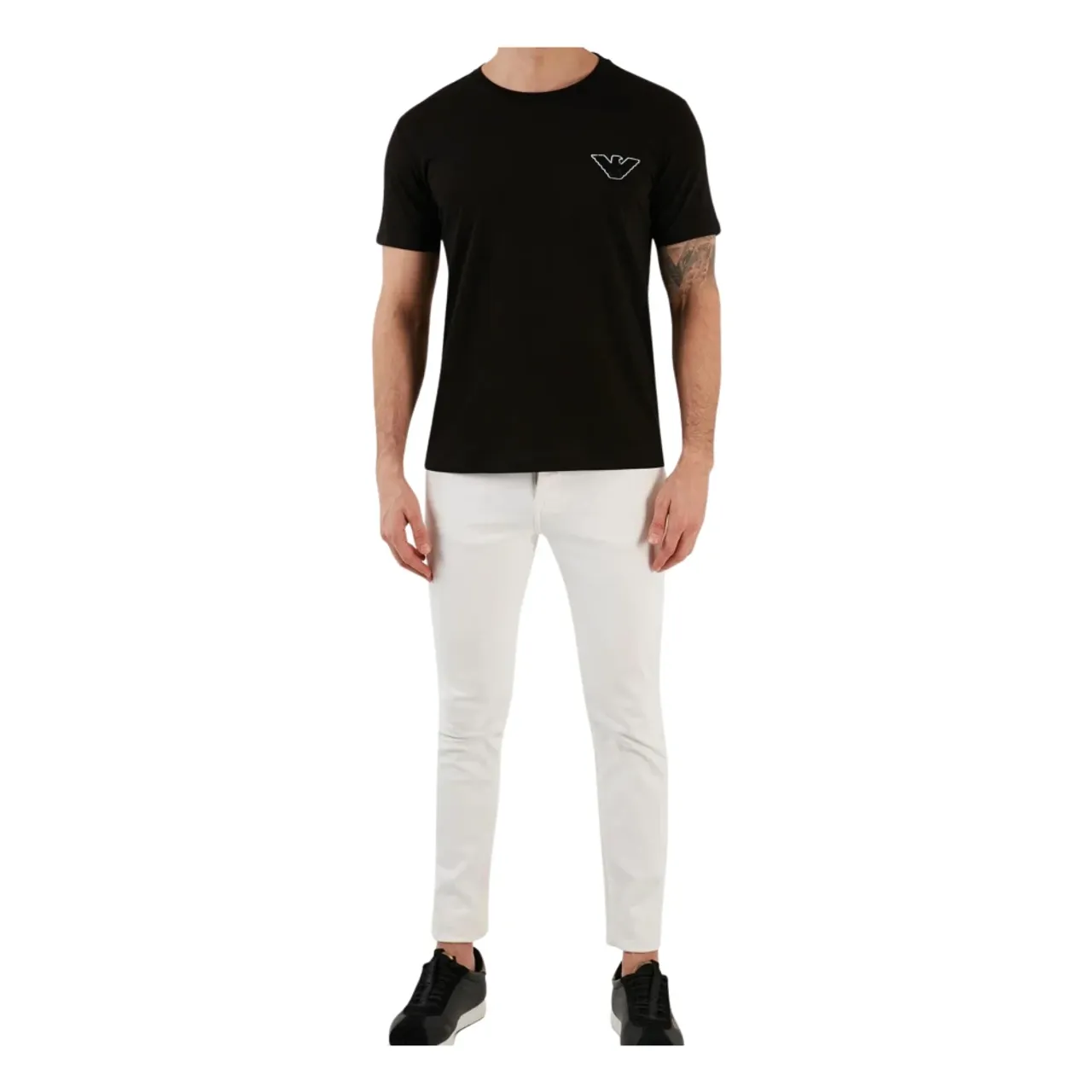 Schwarze Baumwoll Regular Fit T-shirts und Polos Emporio Armani