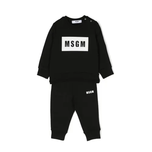 Schwarze Baumwoll-Sweatpants und Sweatshirt Baby Jungen Outfit Msgm