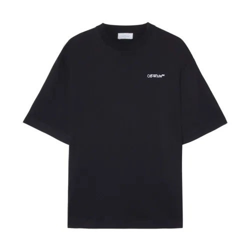 Schwarze Baumwoll-T-Shirts und Polos mit Besticktem Logo,T-Shirts Off White