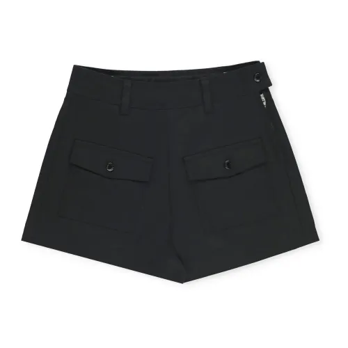 Schwarze Baumwollmädchen-Shorts mit Taschen Moncler