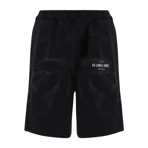 Schwarze Bermuda-Shorts aus Baumwolle mit Logo-Detail 44 Label Group