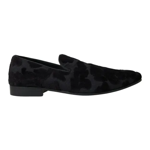 Schwarze Brokat-Loafers Dolce & Gabbana