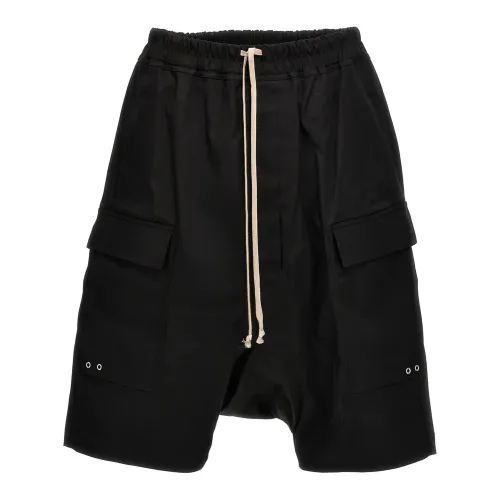 Schwarze Cargo Shorts mit elastischem Bund und Taschen,Casual Shorts Rick Owens