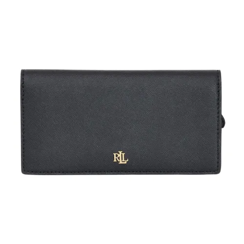Schwarze Damenbrieftasche mit Goldenem Logo Ralph Lauren