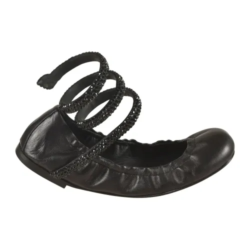 Schwarze flache Schuhe Eleganter Stil René Caovilla