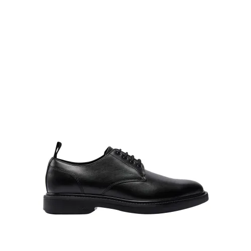 Schwarze flache Schuhe Schnürung eleganter Stil Hugo Boss