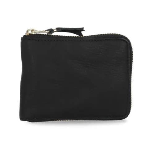 Schwarze Geldbörse aus genarbtem Leder mit Mehreren Taschen Comme des Garçons