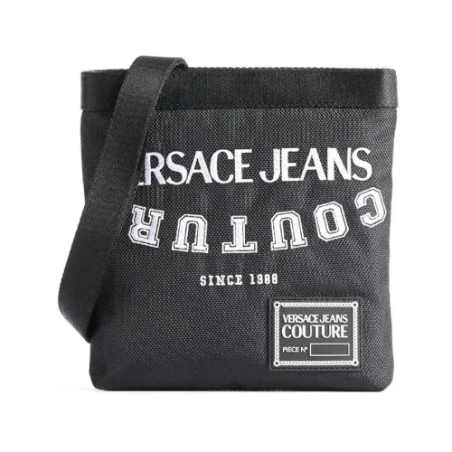 Schwarze Herren Umhängetasche mit Besticktem Logo Versace Jeans Couture