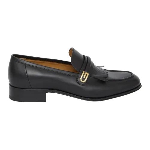 Schwarze Kalbsleder-Loafer mit goldenen G-Details Gucci