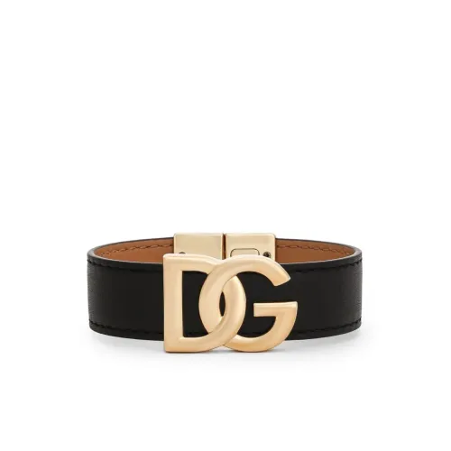 Schwarze Leder-Bijoux mit Logo-Detail Dolce & Gabbana