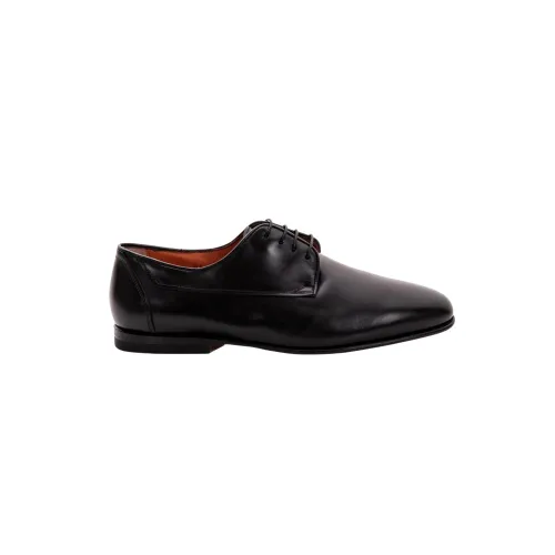 Schwarze Leder Herren Oxford Schuhe Santoni