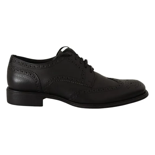 Schwarze Leder Oxford Wingtip Formelle Schuhe Dolce & Gabbana