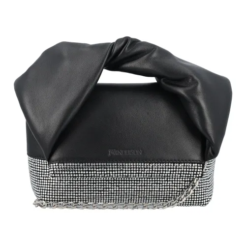 Schwarze Leder Twister Tasche mit Kristallen JW Anderson