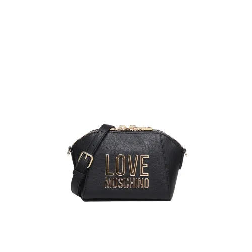 Schwarze Leder Umhängetasche mit Logo Love Moschino