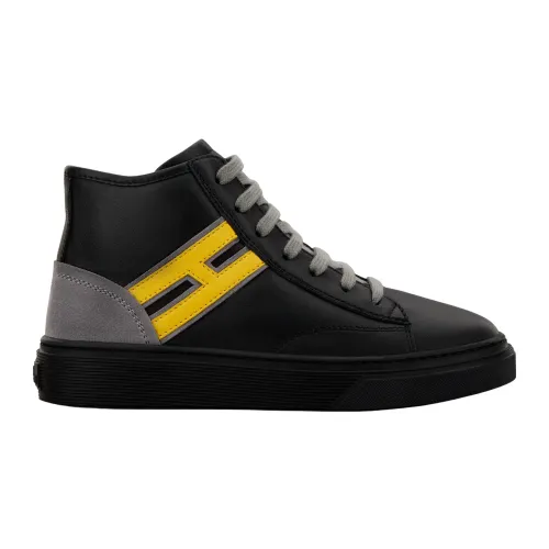 Schwarze Ledersneakers für Kinder Hogan