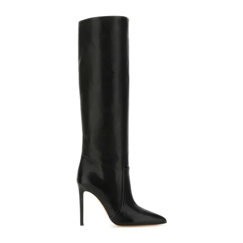 Schwarze Lederstiefel mit 11 cm Absatz,Stilvolle Stiefel Paris Texas