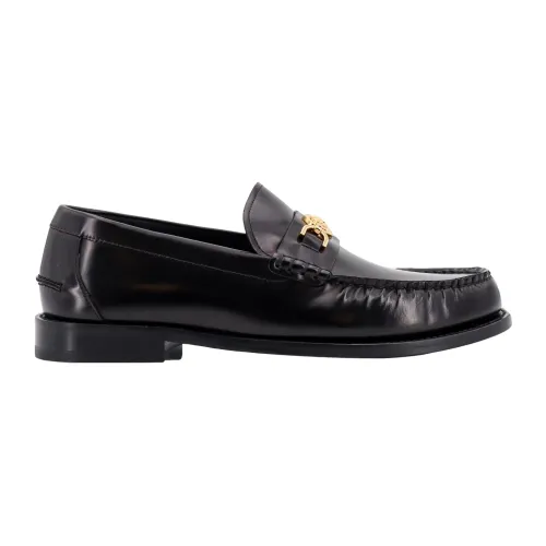 Schwarze Loafer Schuhe mit ikonischem Medusa,Mokassins Versace