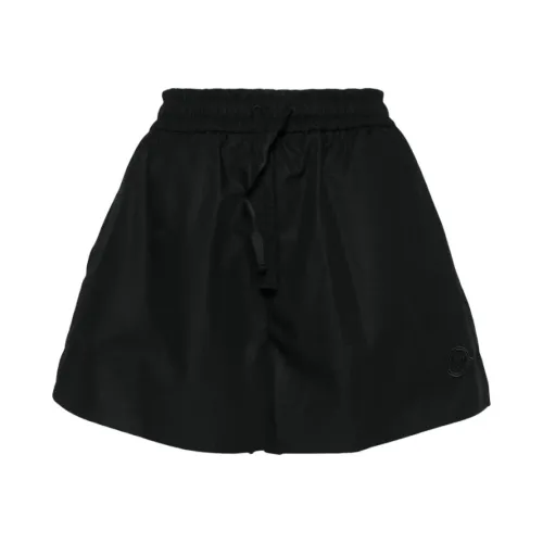 Schwarze Logo-Appliqué Popeline-Shorts Moncler