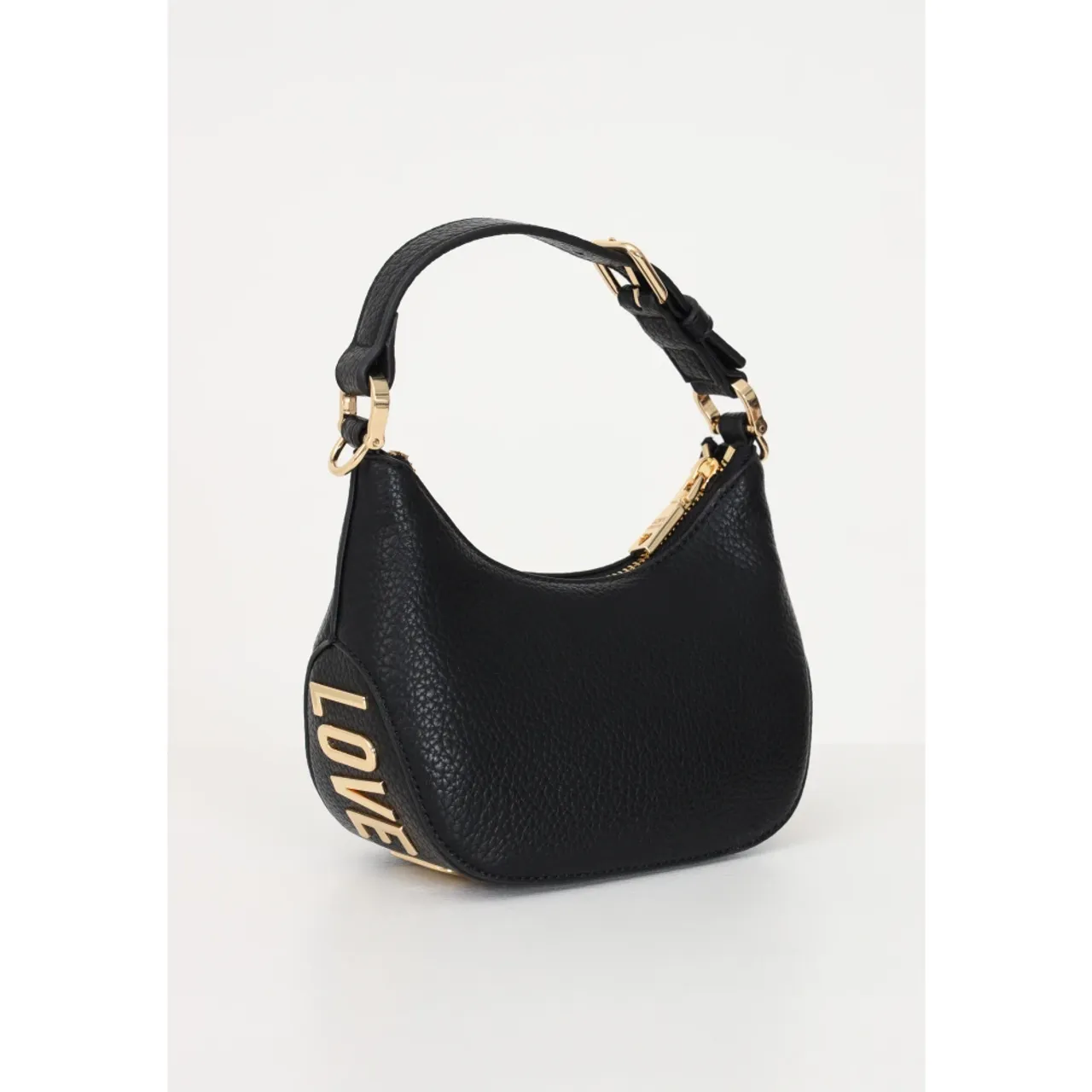Schwarze Mini Tasche mit Gold-Logo Love Moschino