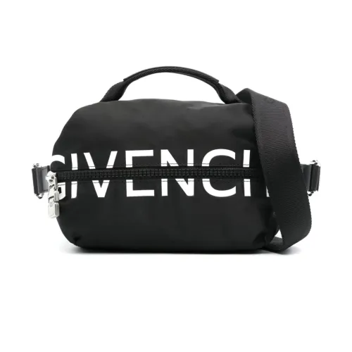 Schwarze Nylon-Schultertasche mit glatten Lederelementen Givenchy