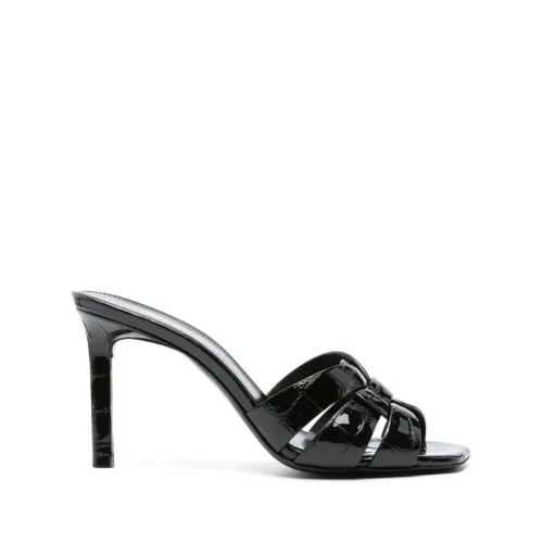 Schwarze Sandalen aus Lackleder mit Ausschnitten Saint Laurent