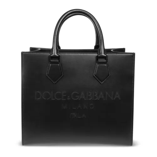 Schwarze Shopping Logo Tono Su Tono Tasche Dolce & Gabbana