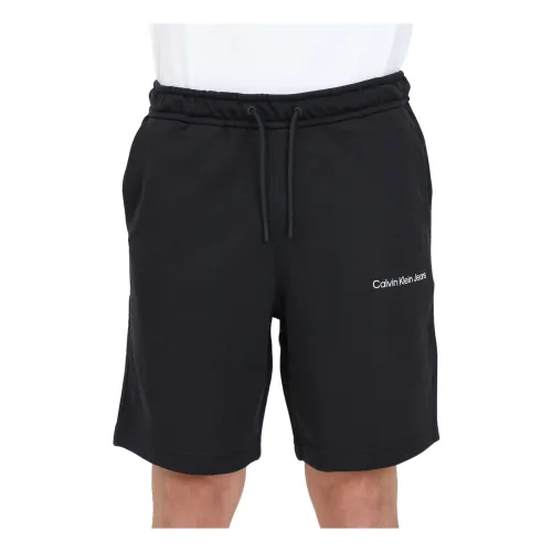 Schwarze Shorts mit Logo-Print für Herren Calvin Klein Jeans