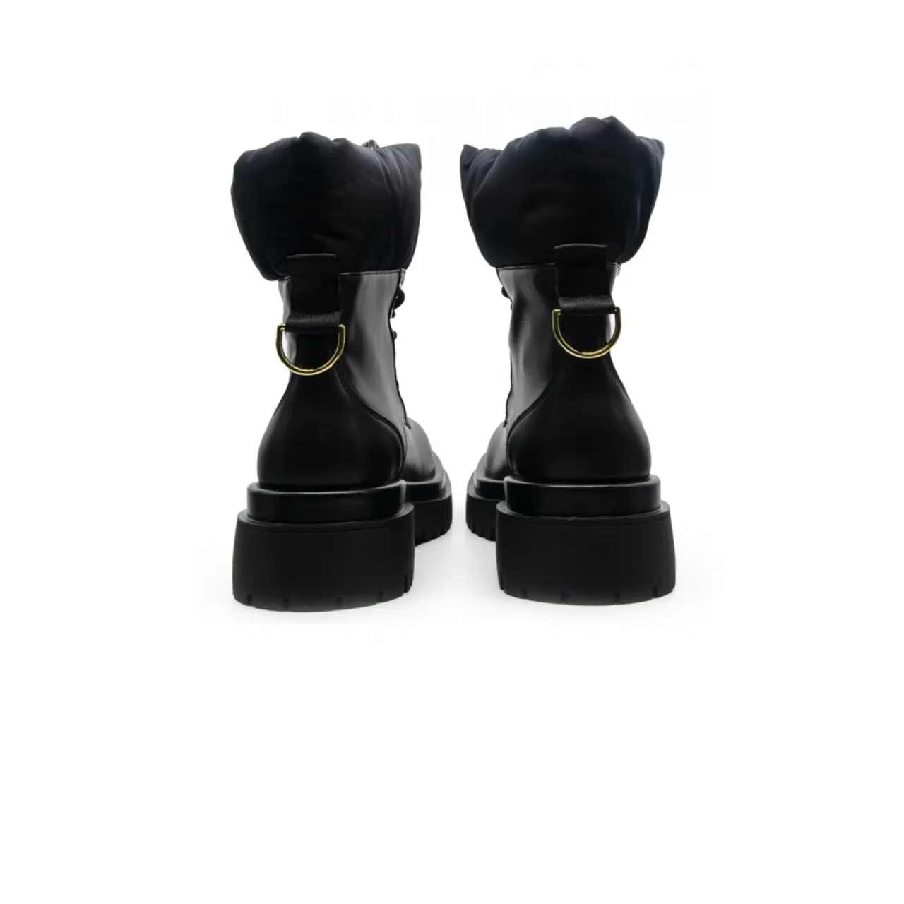 Schwarze Stiefeletten mit goldener Ringdetail Versace