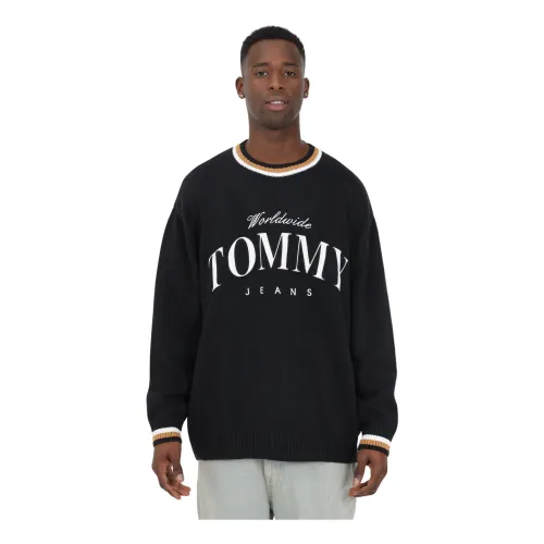 Schwarze Sweaters mit Großem Logo Tommy Jeans