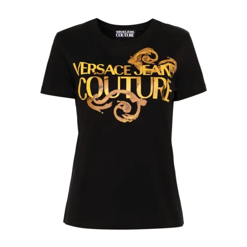 Schwarze T-Shirts Polos für Frauen Versace Jeans Couture