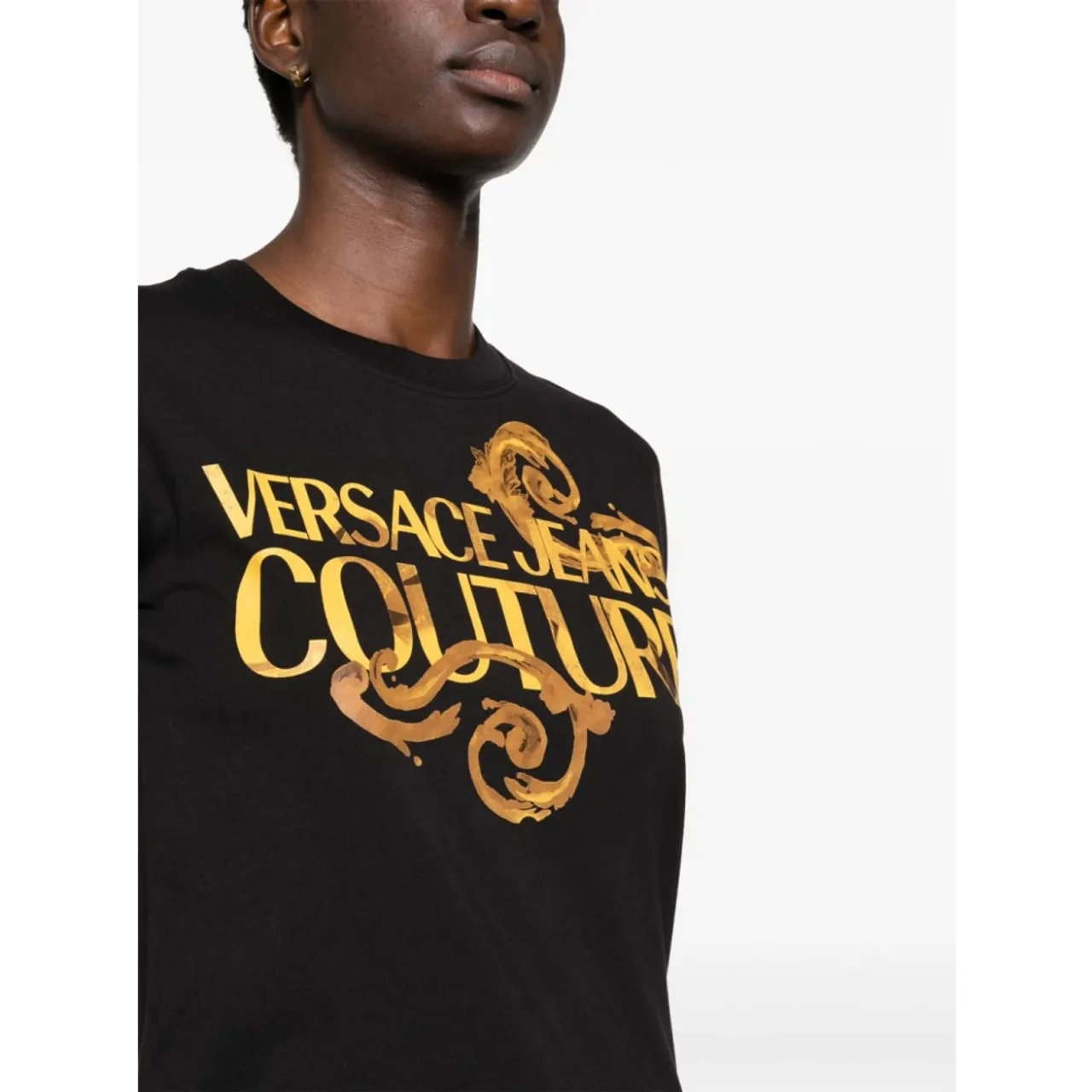 Schwarze T-Shirts Polos für Frauen Versace Jeans Couture