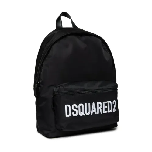 Schwarze Taschen für Männer,Rucksack mit gesticktem Logo Dsquared2