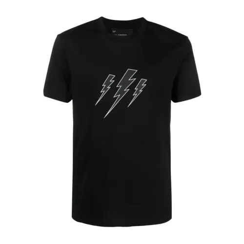 Schwarze Thunderbolt Print T-Shirts und Polos Neil Barrett