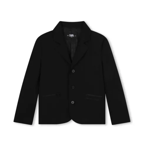 Schwarze Wollmischungsjacke für Jungen Karl Lagerfeld