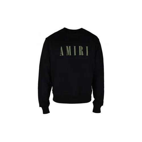 Schwarzer Baumwoll-Sweatshirt mit khakigrünem Logo Amiri