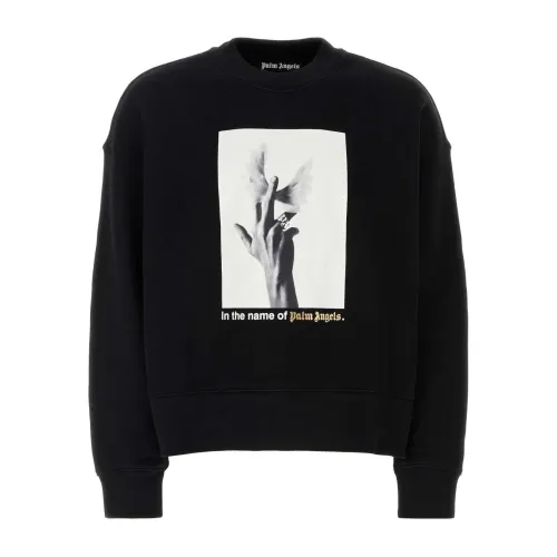 Schwarzer Baumwoll-Sweatshirt - Stilvoll und bequem Palm Angels