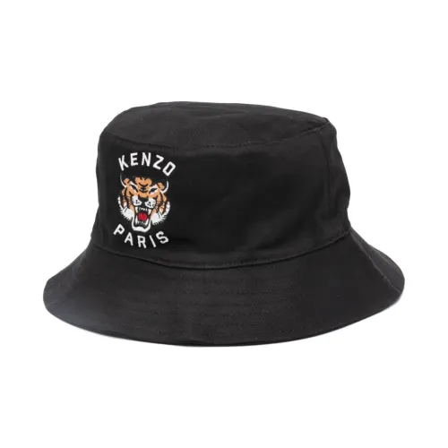 Schwarzer Bedruckter Bucket Hut mit Besticktem Logo Kenzo