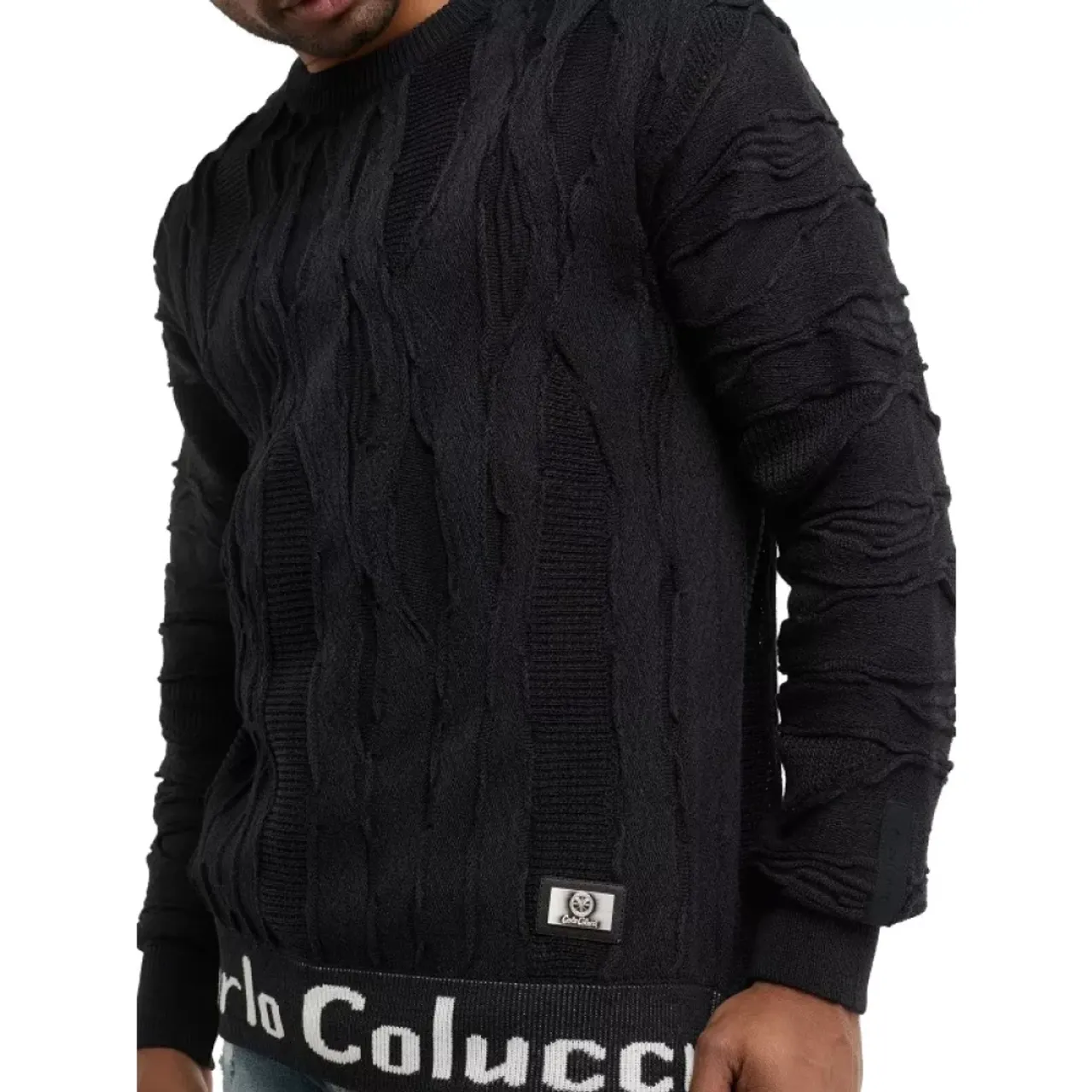 Schwarzer Pullover mit Stil C11706 Carlo Colucci