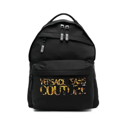Schwarzer Rucksack mit Logo-Schriftzug Versace Jeans Couture