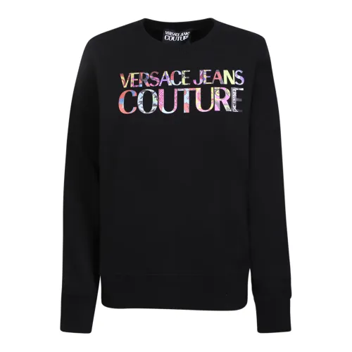 Schwarzer Sweatshirt mit geprägtem Logo Versace Jeans Couture