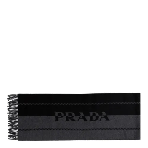 Schwarzer und grauer Logo-Jacquard-Schal Prada