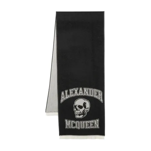 Schwarzer und Grauer Logo-Schal Alexander McQueen