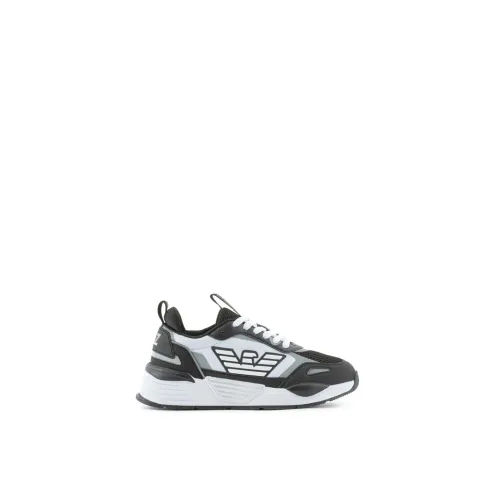 Schwarzer und weißer Adler-Logo Sneaker Emporio Armani EA7