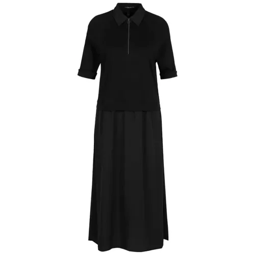 Schwarzes A-Linie Polo Kleid mit Taschen Marc Cain